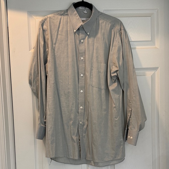 Geoffrey Beene Light Gray/Green Casual Button-Down Shirt 16 1/2 x 32/33 - Picture 1 of 3